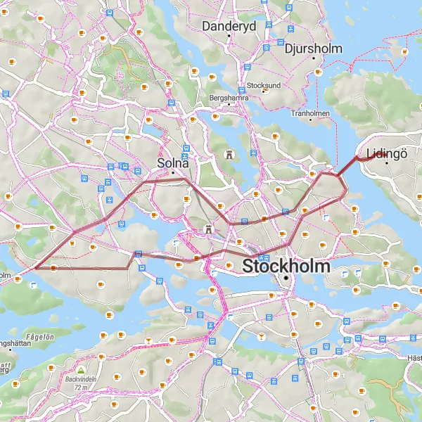 Map miniature of "Lidingö Gravel Expedition" cycling inspiration in Stockholm, Sweden. Generated by Tarmacs.app cycling route planner