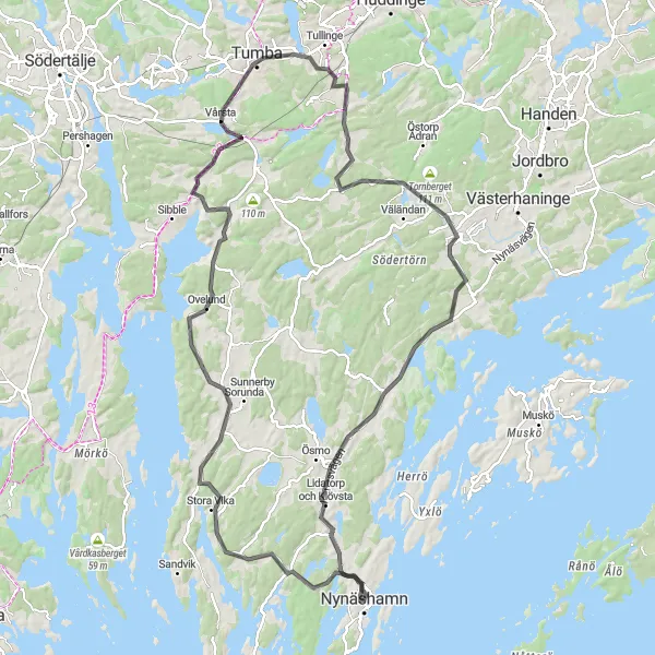 Map miniature of "Ultimate Adventure Challenge" cycling inspiration in Stockholm, Sweden. Generated by Tarmacs.app cycling route planner