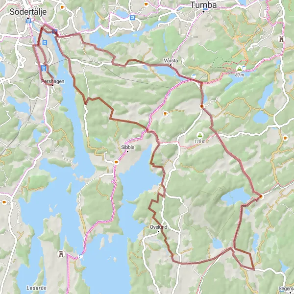 Map miniature of "Grödby Expedition" cycling inspiration in Stockholm, Sweden. Generated by Tarmacs.app cycling route planner