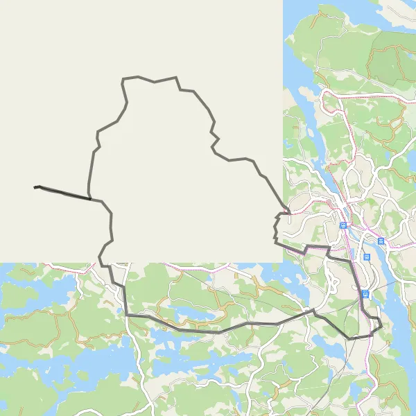 Map miniature of "Nykvarn Ride" cycling inspiration in Stockholm, Sweden. Generated by Tarmacs.app cycling route planner