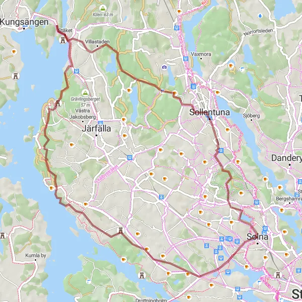 Kartminiatyr av "52 km Råsunda - Solna" cykelinspiration i Stockholm, Sweden. Genererad av Tarmacs.app cykelruttplanerare