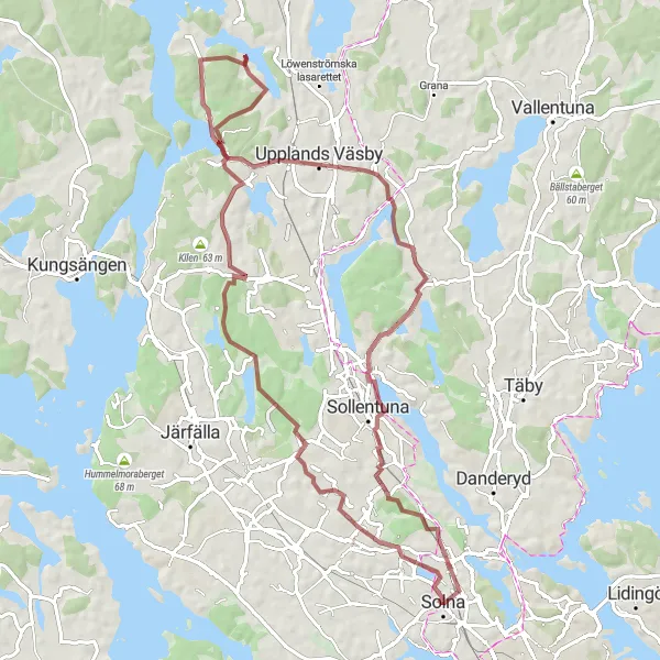 Map miniature of "Ursvik and Ed Loop" cycling inspiration in Stockholm, Sweden. Generated by Tarmacs.app cycling route planner