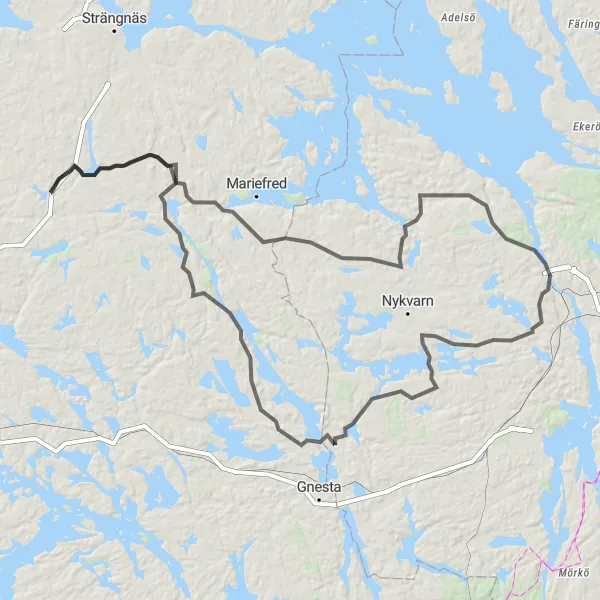 Map miniature of "Södertälje to Bommersvik Road Cycling Journey" cycling inspiration in Stockholm, Sweden. Generated by Tarmacs.app cycling route planner