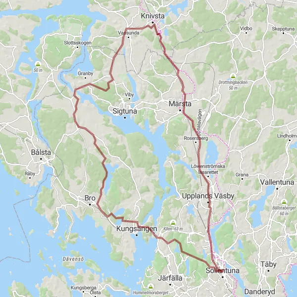 Kartminiatyr av "Sollentuna - Sollentuna Grusvägscykling" cykelinspiration i Stockholm, Sweden. Genererad av Tarmacs.app cykelruttplanerare