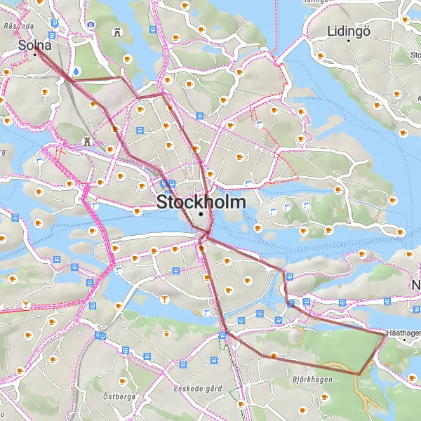 Map miniature of "Stockholm City Gravel Loop" cycling inspiration in Stockholm, Sweden. Generated by Tarmacs.app cycling route planner