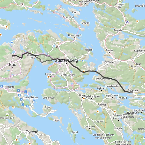 Map miniature of "Strömma Exploration" cycling inspiration in Stockholm, Sweden. Generated by Tarmacs.app cycling route planner