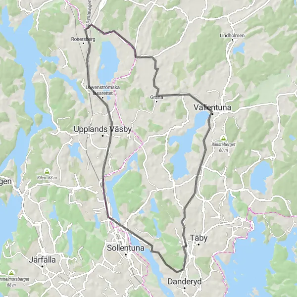 Map miniature of "Scenic Road Cycling Loop" cycling inspiration in Stockholm, Sweden. Generated by Tarmacs.app cycling route planner