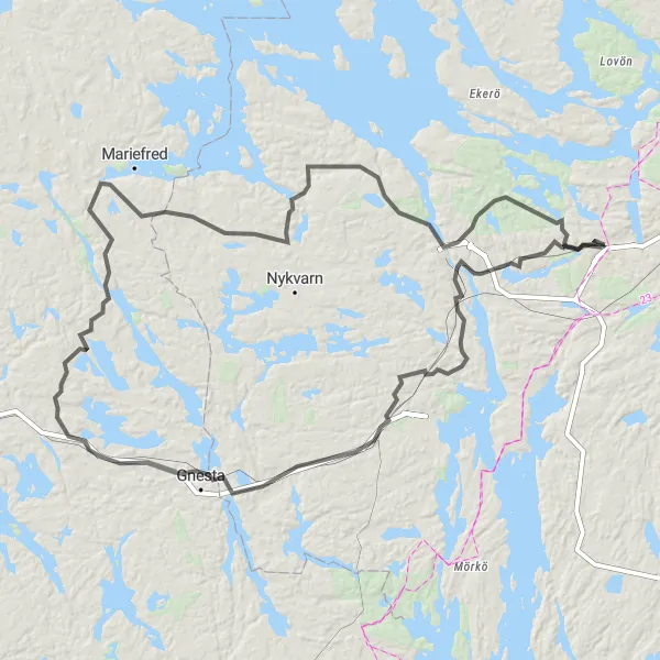 Map miniature of "Southern Scenic Loop" cycling inspiration in Stockholm, Sweden. Generated by Tarmacs.app cycling route planner