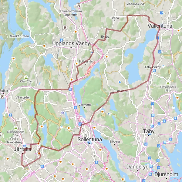 Map miniature of "Vallentuna Loop" cycling inspiration in Stockholm, Sweden. Generated by Tarmacs.app cycling route planner