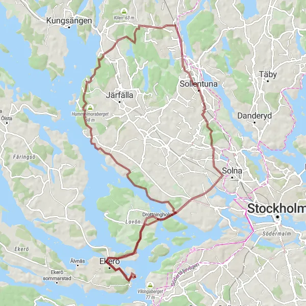 Kartminiatyr av "Nockebyhov Gruscykeläventyr" cykelinspiration i Stockholm, Sweden. Genererad av Tarmacs.app cykelruttplanerare