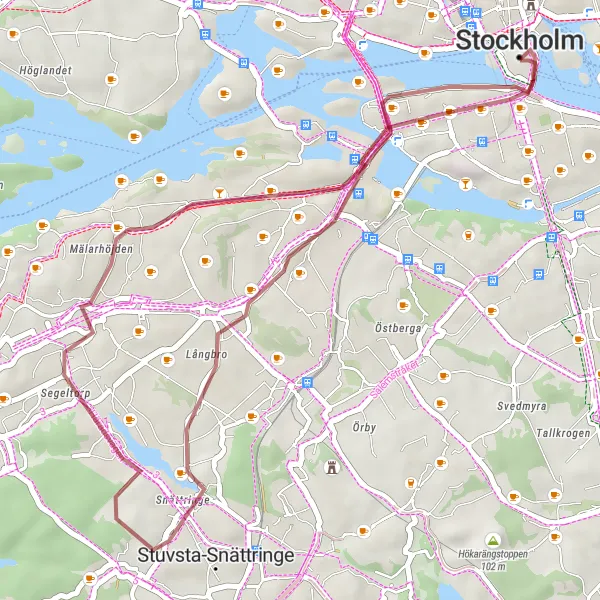 Map miniature of "Gravel Adventure Near Vasastan" cycling inspiration in Stockholm, Sweden. Generated by Tarmacs.app cycling route planner