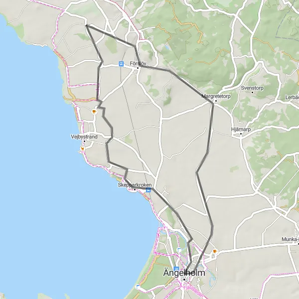 Map miniature of "Discovering Coastal Beauty" cycling inspiration in Sydsverige, Sweden. Generated by Tarmacs.app cycling route planner