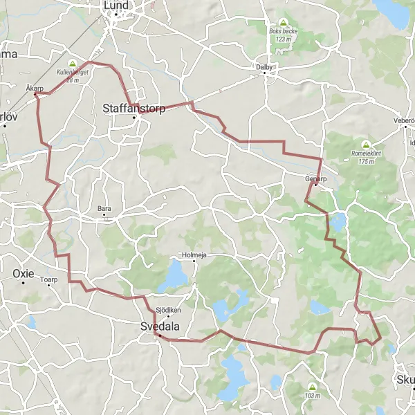 Map miniature of "Gravel Adventure" cycling inspiration in Sydsverige, Sweden. Generated by Tarmacs.app cycling route planner