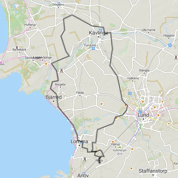 Map miniature of "Lomma Route" cycling inspiration in Sydsverige, Sweden. Generated by Tarmacs.app cycling route planner