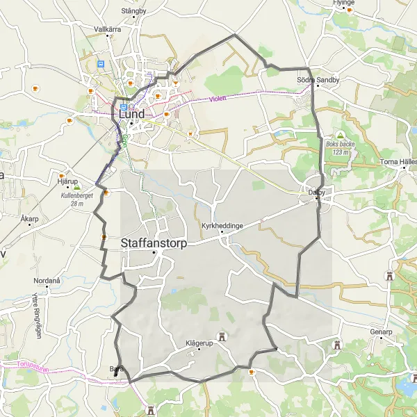 Map miniature of "Särslöv Circuit" cycling inspiration in Sydsverige, Sweden. Generated by Tarmacs.app cycling route planner