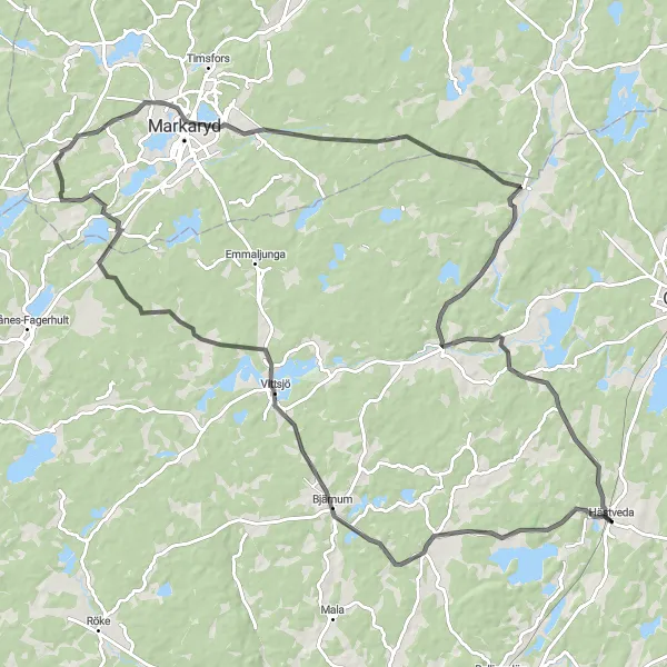 Kartminiatyr av "Skånes Landsbygdscykling" cykelinspiration i Sydsverige, Sweden. Genererad av Tarmacs.app cykelruttplanerare