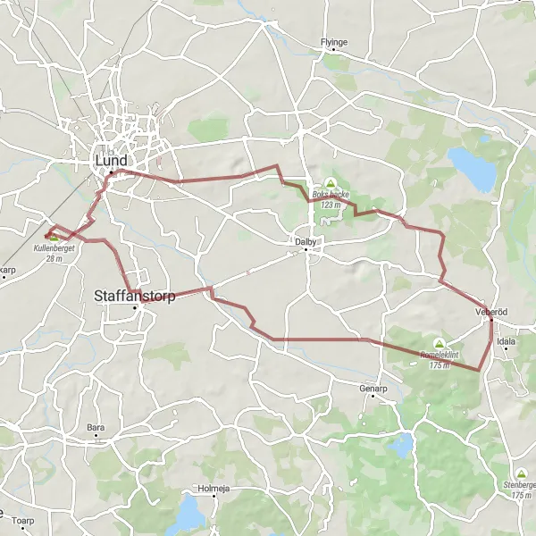 Map miniature of "Off-Road Thrills" cycling inspiration in Sydsverige, Sweden. Generated by Tarmacs.app cycling route planner