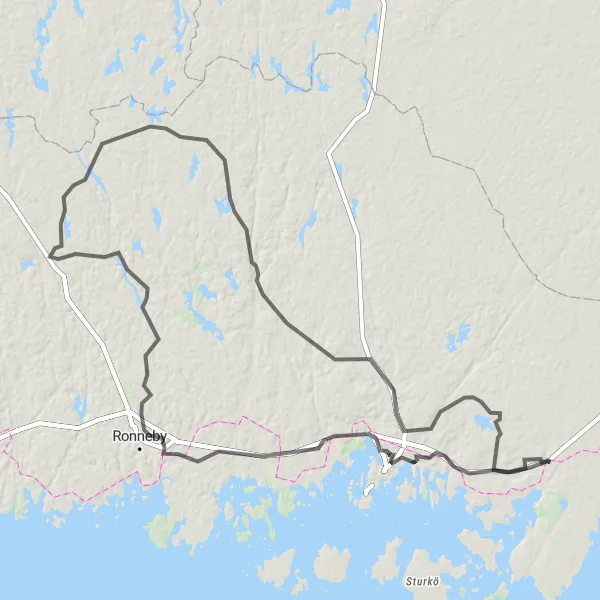 Map miniature of "Coastal Discovery" cycling inspiration in Sydsverige, Sweden. Generated by Tarmacs.app cycling route planner