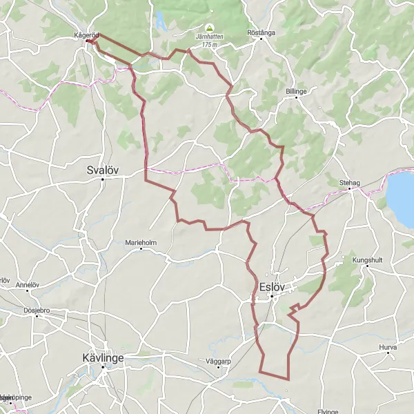 Map miniature of "Enchanting Gravel Trails" cycling inspiration in Sydsverige, Sweden. Generated by Tarmacs.app cycling route planner