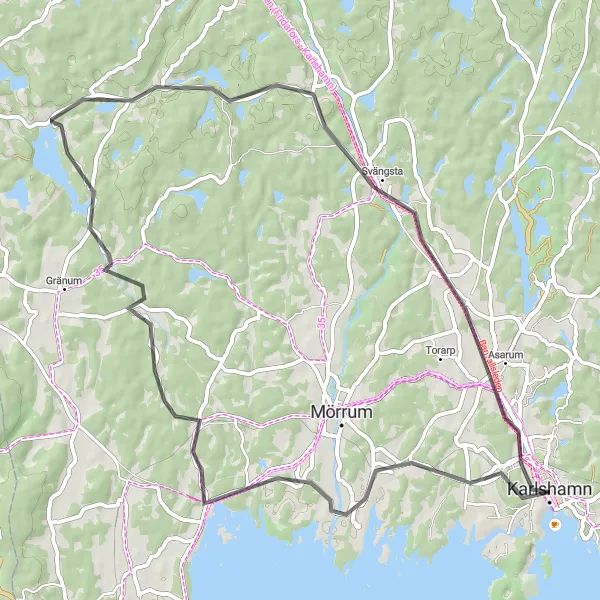 Map miniature of "Coastal Escape" cycling inspiration in Sydsverige, Sweden. Generated by Tarmacs.app cycling route planner