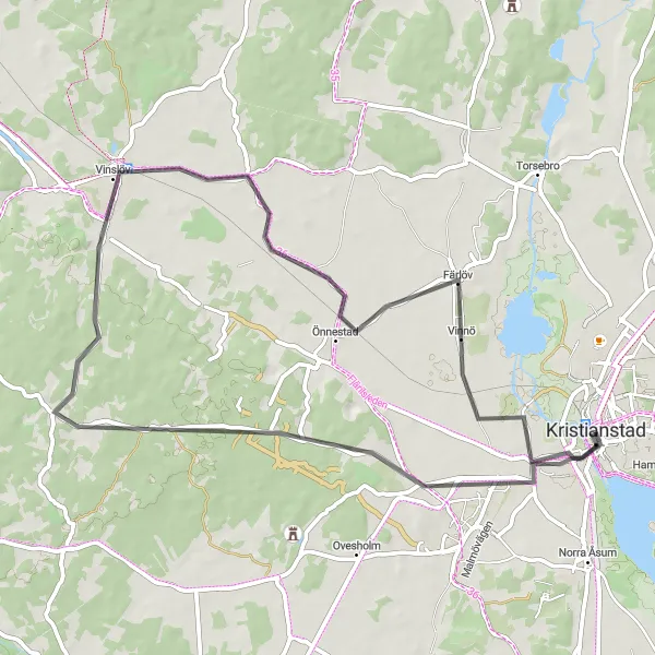 Map miniature of "Skepparslöv Loop: Exploring the Countryside" cycling inspiration in Sydsverige, Sweden. Generated by Tarmacs.app cycling route planner