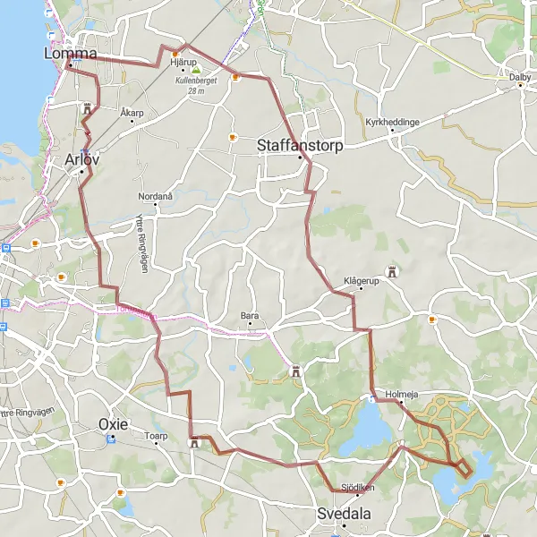 Map miniature of "Hidden Gems of Södra Sallerup" cycling inspiration in Sydsverige, Sweden. Generated by Tarmacs.app cycling route planner