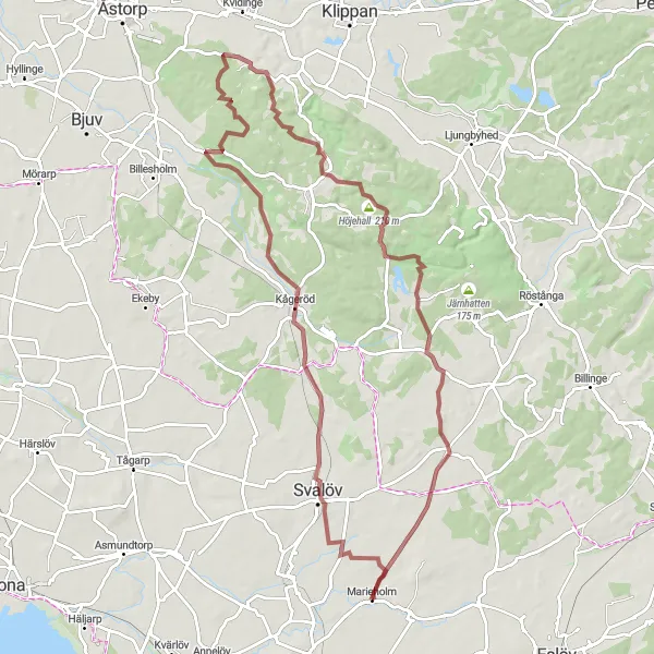 Map miniature of "Svalöv Adventure" cycling inspiration in Sydsverige, Sweden. Generated by Tarmacs.app cycling route planner