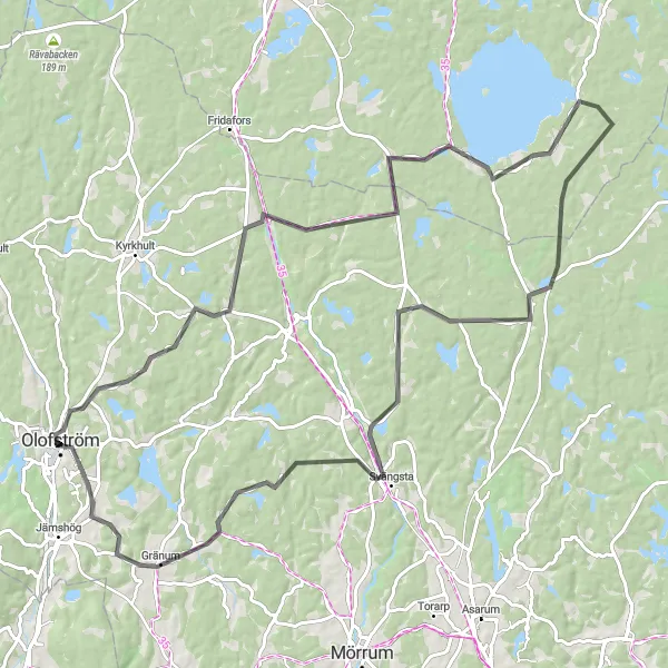 Map miniature of "Tranquil Surroundings and Rural Charm" cycling inspiration in Sydsverige, Sweden. Generated by Tarmacs.app cycling route planner