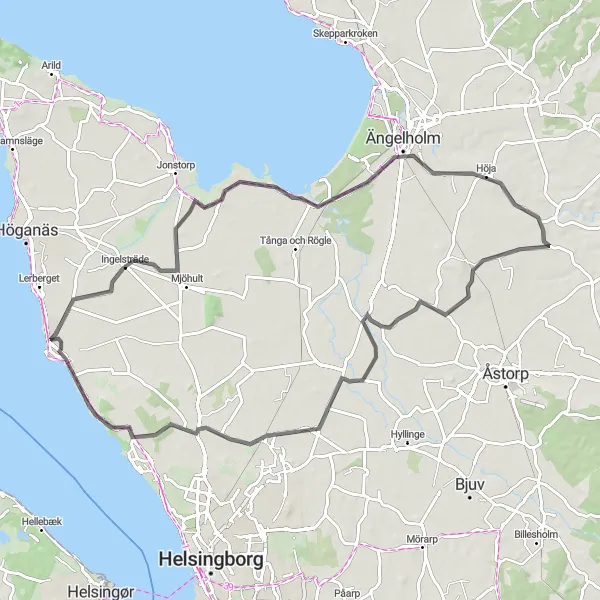 Map miniature of "Viken to Strövelstorp" cycling inspiration in Sydsverige, Sweden. Generated by Tarmacs.app cycling route planner