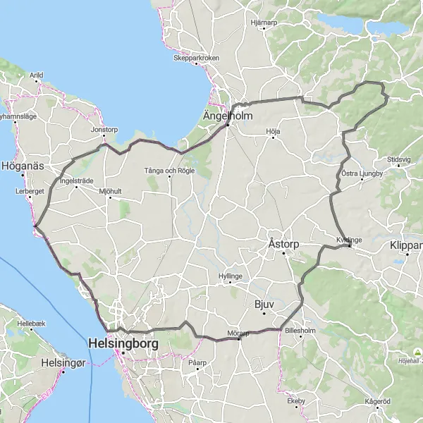 Map miniature of "Discover the Heartland" cycling inspiration in Sydsverige, Sweden. Generated by Tarmacs.app cycling route planner