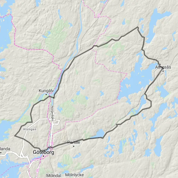 Map miniature of "Göteborg and Bohuslän Cycling Adventure" cycling inspiration in Västsverige, Sweden. Generated by Tarmacs.app cycling route planner