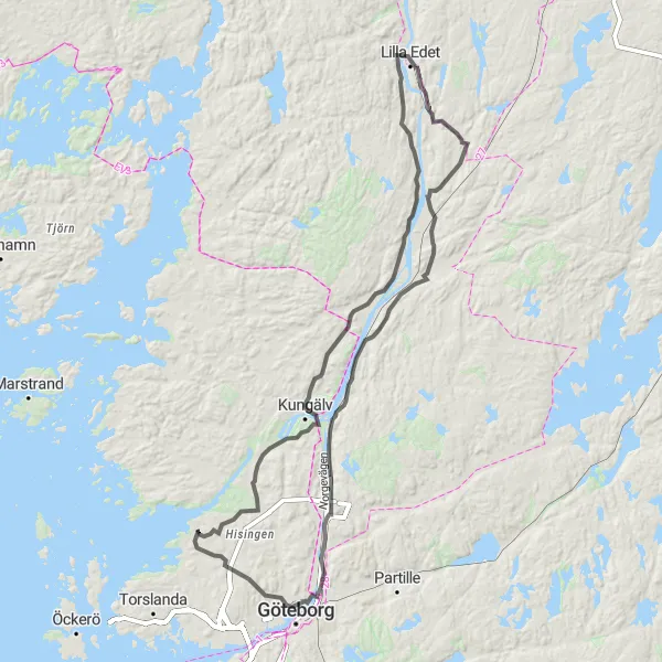 Kartminiatyr av "Björlanda till Götheborg och tillbaka" cykelinspiration i Västsverige, Sweden. Genererad av Tarmacs.app cykelruttplanerare