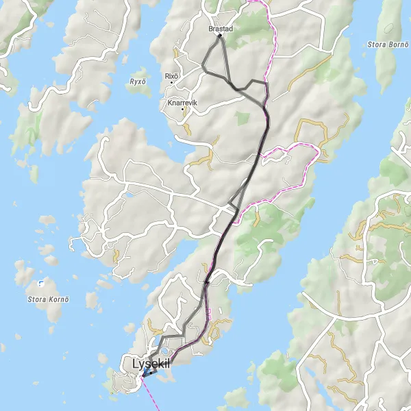 Map miniature of "Lysekil Loop" cycling inspiration in Västsverige, Sweden. Generated by Tarmacs.app cycling route planner