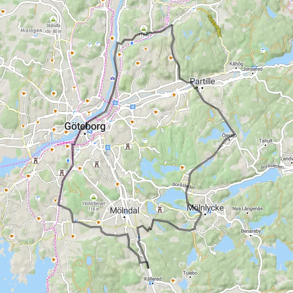 Kartminiatyr av "Upptäck Hjällbo och Furulund" cykelinspiration i Västsverige, Sweden. Genererad av Tarmacs.app cykelruttplanerare