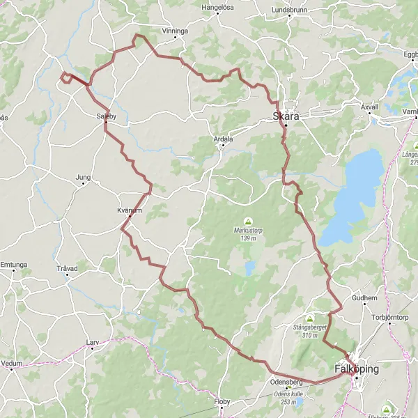 Kartminiatyr av "Utmanande cykeltur runt Falköping" cykelinspiration i Västsverige, Sweden. Genererad av Tarmacs.app cykelruttplanerare