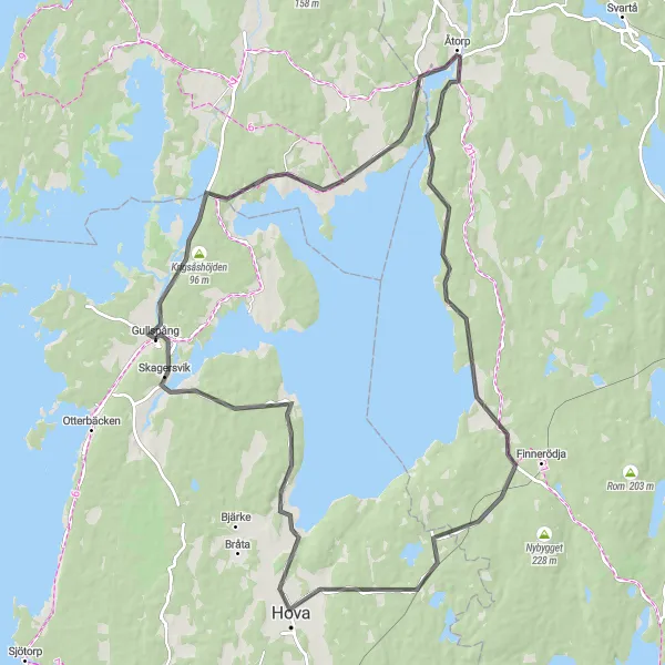 Map miniature of "Gullspång and Surrounding Villages" cycling inspiration in Västsverige, Sweden. Generated by Tarmacs.app cycling route planner