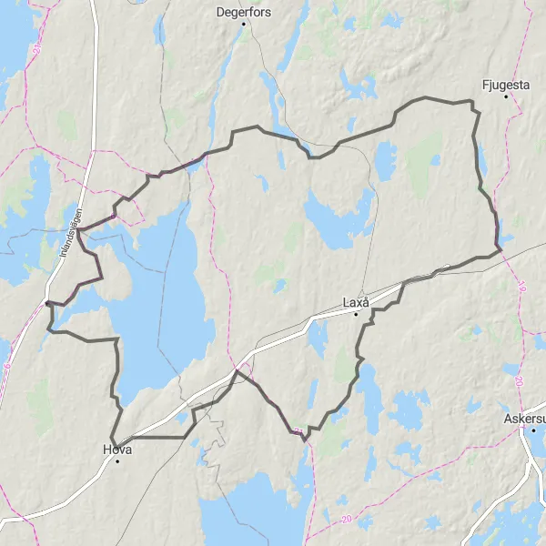 Kartminiatyr av "Svartå och Mullhyttan runda" cykelinspiration i Västsverige, Sweden. Genererad av Tarmacs.app cykelruttplanerare