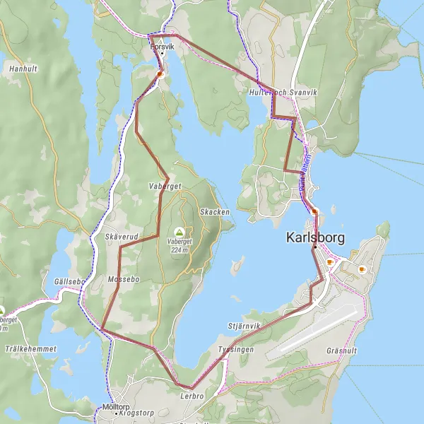 Map miniature of "Vaberget Loop" cycling inspiration in Västsverige, Sweden. Generated by Tarmacs.app cycling route planner