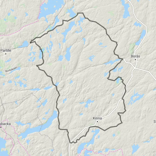 Map miniature of "The Mountain Challenge" cycling inspiration in Västsverige, Sweden. Generated by Tarmacs.app cycling route planner