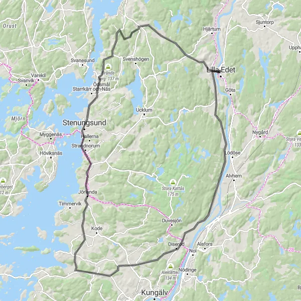 Map miniature of "Thorskogs Grand Manor House Route" cycling inspiration in Västsverige, Sweden. Generated by Tarmacs.app cycling route planner