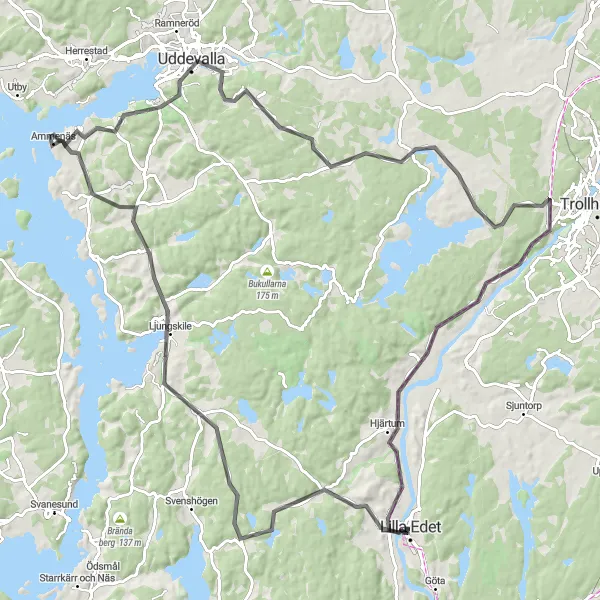 Map miniature of "Örnekulle knalte Circuit" cycling inspiration in Västsverige, Sweden. Generated by Tarmacs.app cycling route planner