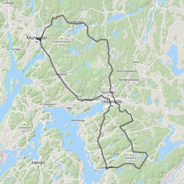 Map miniature of "Tureborg Expedition" cycling inspiration in Västsverige, Sweden. Generated by Tarmacs.app cycling route planner