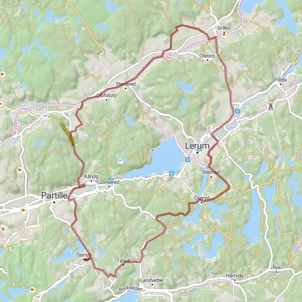 Kartminiatyr av "Gnistrande tur genom Brattefjäll och Kåhög" cykelinspiration i Västsverige, Sweden. Genererad av Tarmacs.app cykelruttplanerare