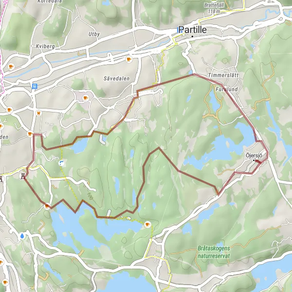 Map miniature of "Edsåsen Gravel Adventure" cycling inspiration in Västsverige, Sweden. Generated by Tarmacs.app cycling route planner