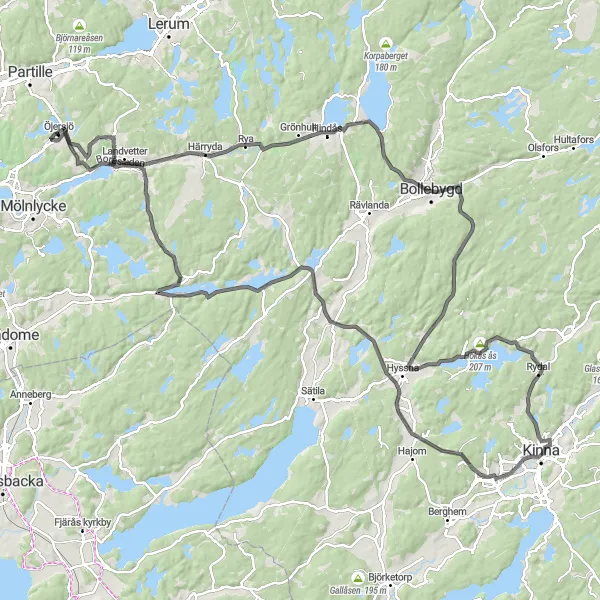 Map miniature of "Grand Tour of Västra Nedsjön" cycling inspiration in Västsverige, Sweden. Generated by Tarmacs.app cycling route planner