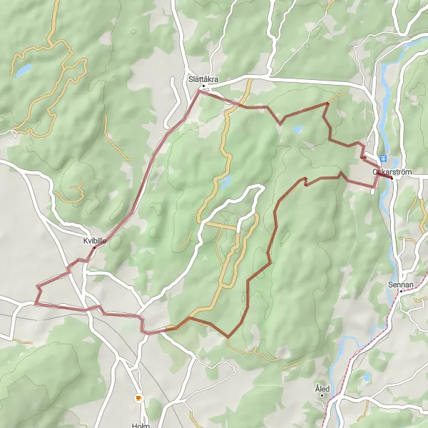 Map miniature of "Gravel Adventure" cycling inspiration in Västsverige, Sweden. Generated by Tarmacs.app cycling route planner