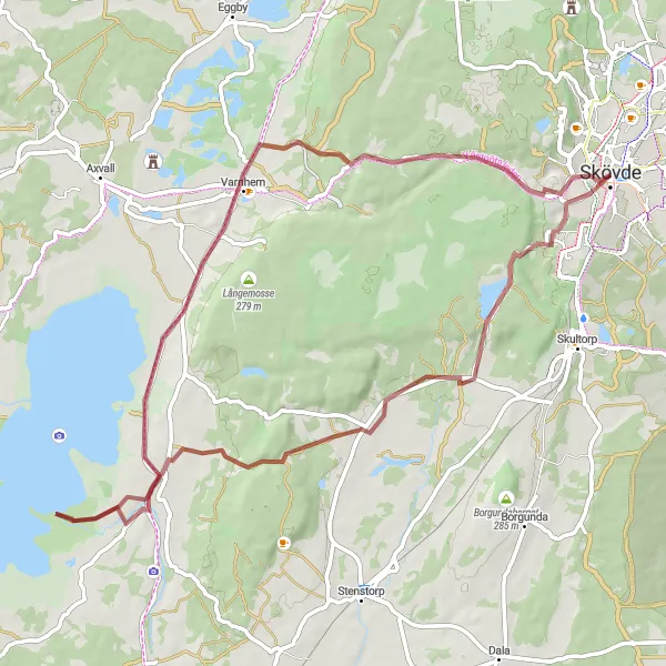 Kartminiatyr av "Trekking around Häggum and Skövde" cykelinspiration i Västsverige, Sweden. Genererad av Tarmacs.app cykelruttplanerare