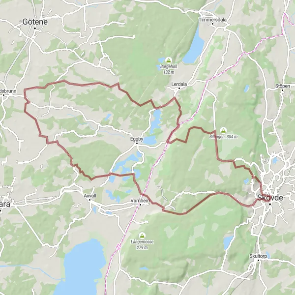 Kartminiatyr av "Upptäck Varnhem och Rhododendrondalen" cykelinspiration i Västsverige, Sweden. Genererad av Tarmacs.app cykelruttplanerare