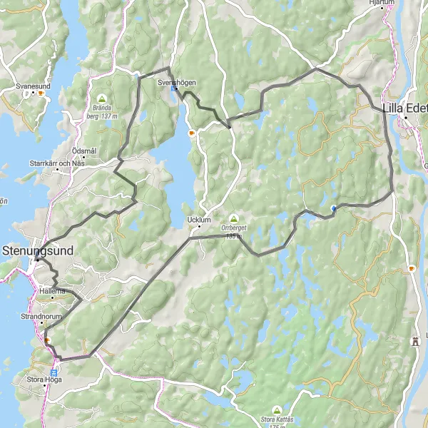 Kartminiatyr av "Ödsmål till Spekeröd cykeltur" cykelinspiration i Västsverige, Sweden. Genererad av Tarmacs.app cykelruttplanerare