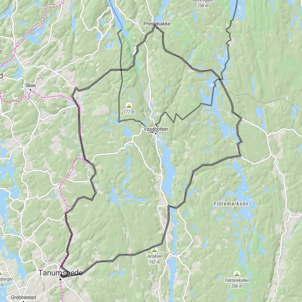 Map miniature of "Charming coastlines and picturesque forests" cycling inspiration in Västsverige, Sweden. Generated by Tarmacs.app cycling route planner